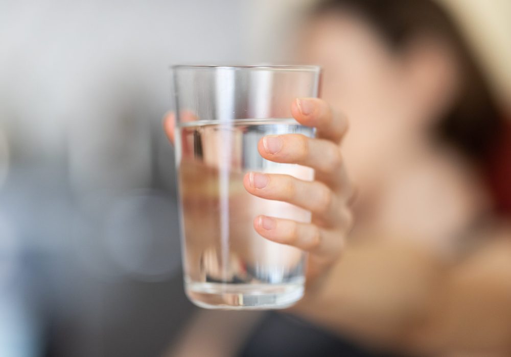 a glass of fresh water